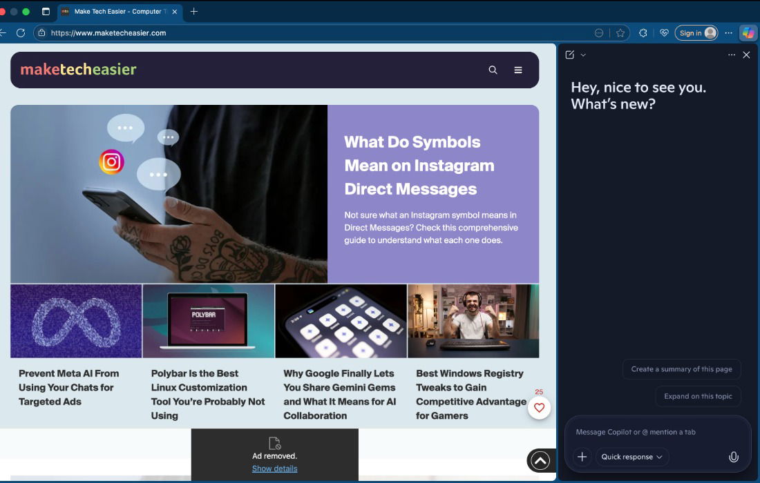 Barre latérale Copilot dans Microsoft Edge