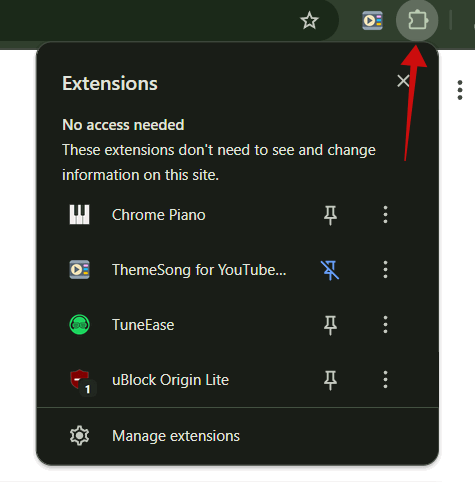 Appuyez sur le bouton Extension dans la barre d’outils Chrome.