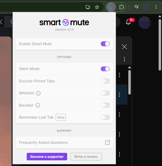 Couper le son dans Chrome avec l'extension Smart Mute.