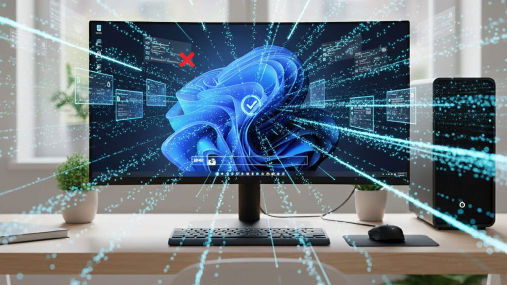 Windows 11 on a desktop PC with fast speed visuals