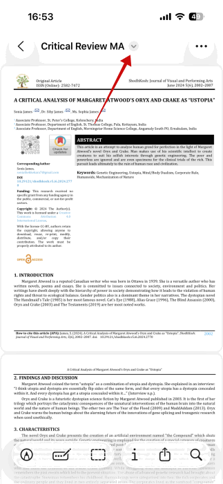Appuyez sur la flèche à côté du nom du PDF dans l’application Aperçu sur iPhone.