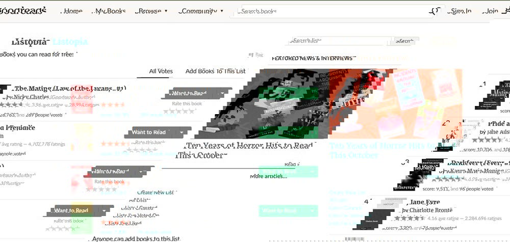 Meilleurs sites Web Télécharger des livres Goodreads