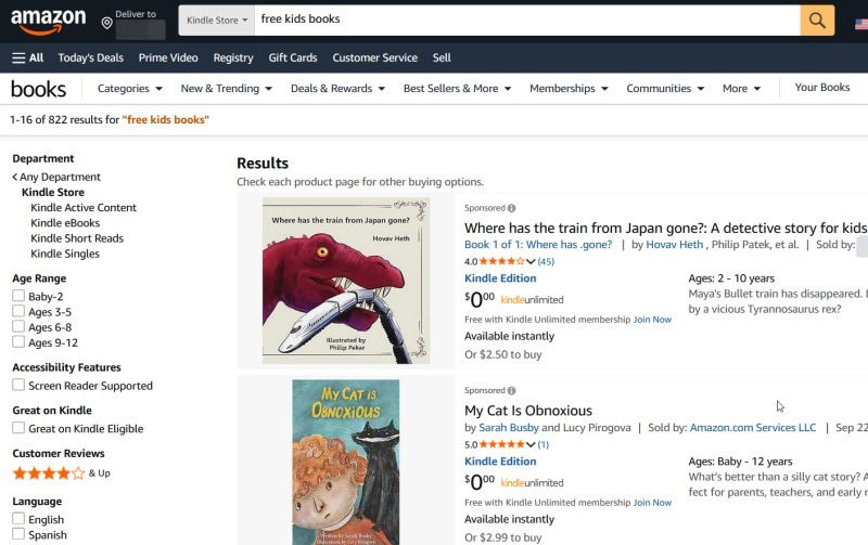 Consulter des livres gratuits pour enfants sur Amazon.