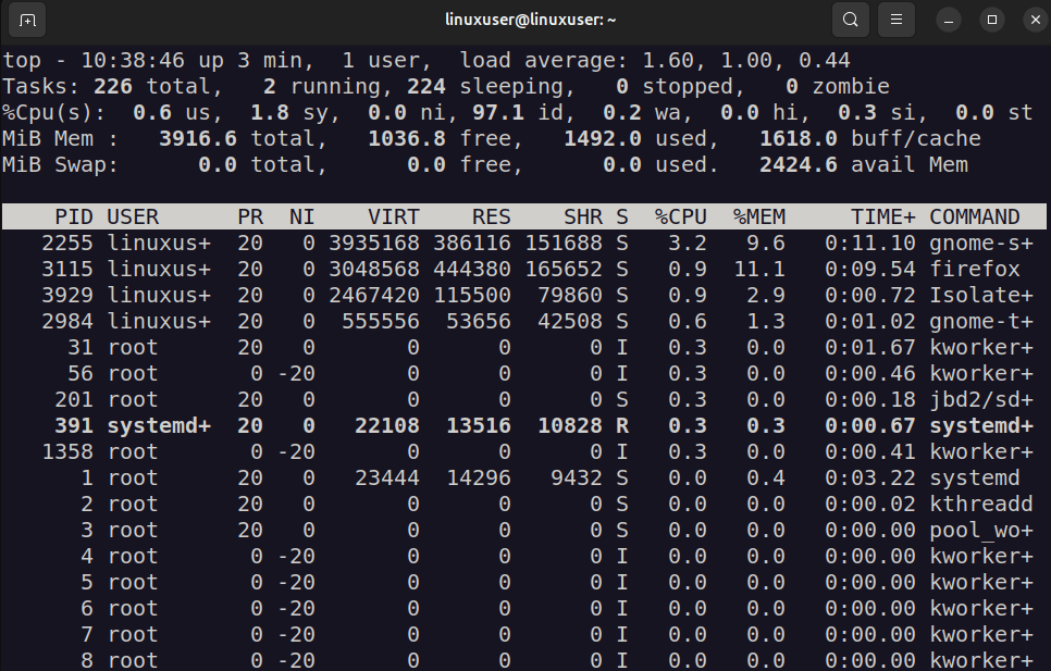 Identifiez la cause avec le haut