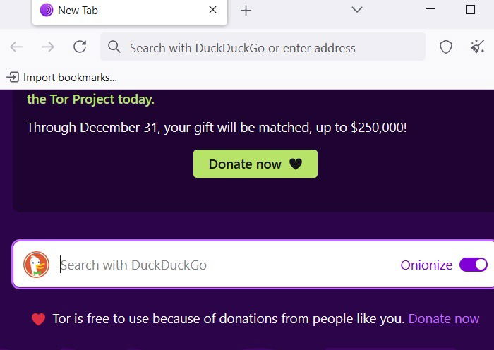 Navigateur Tor exécuté à partir d’une clé USB après y avoir été installé.