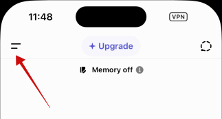 Icône des barres d'appui dans l'application ChatGPT sur iOS.