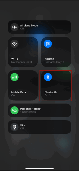 Centre de contrôle iPhone Bluetooth