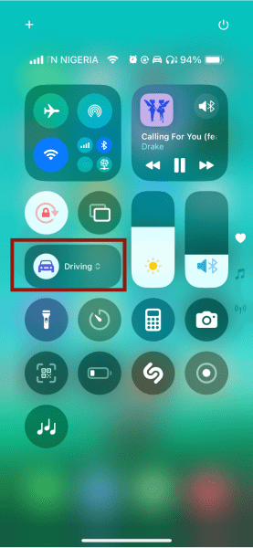 Mode de mise au point du centre de contrôle de l'iPhone