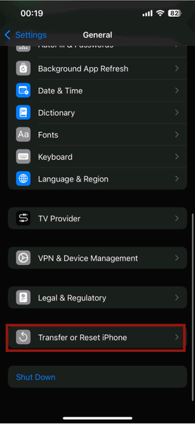 Paramètres iPhone Général