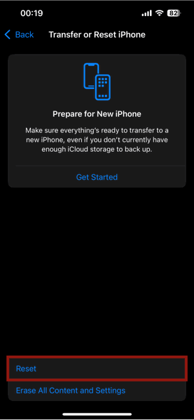 Paramètres de l'iPhone Réinitialiser l'iPhone