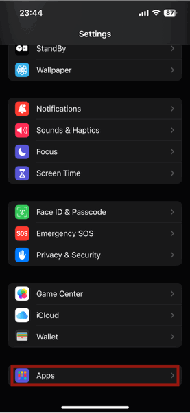 Applications de paramètres iPhone