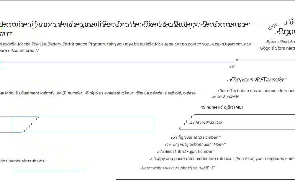 Saisir l'IMEI pour vérifier l'éligibilité au programme de performances de la batterie.