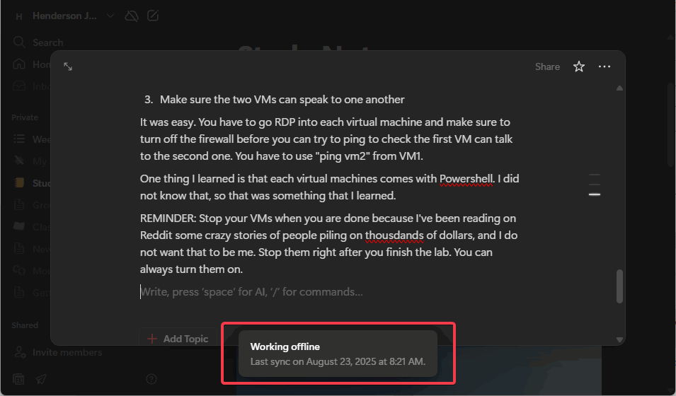 Travailler dans Notion hors ligne