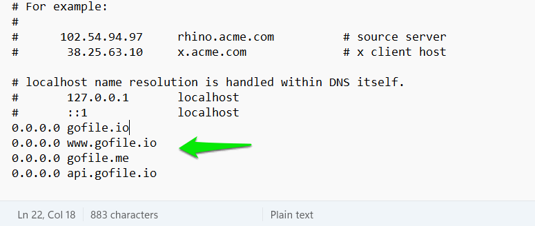 Modification du fichier d'hôtes Windows