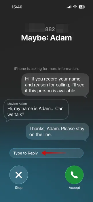 Obtenez le filtrage des appels sur iPhone en échangeant des réponses