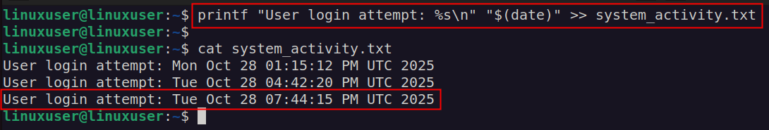 Ajout à l'aide de Printf