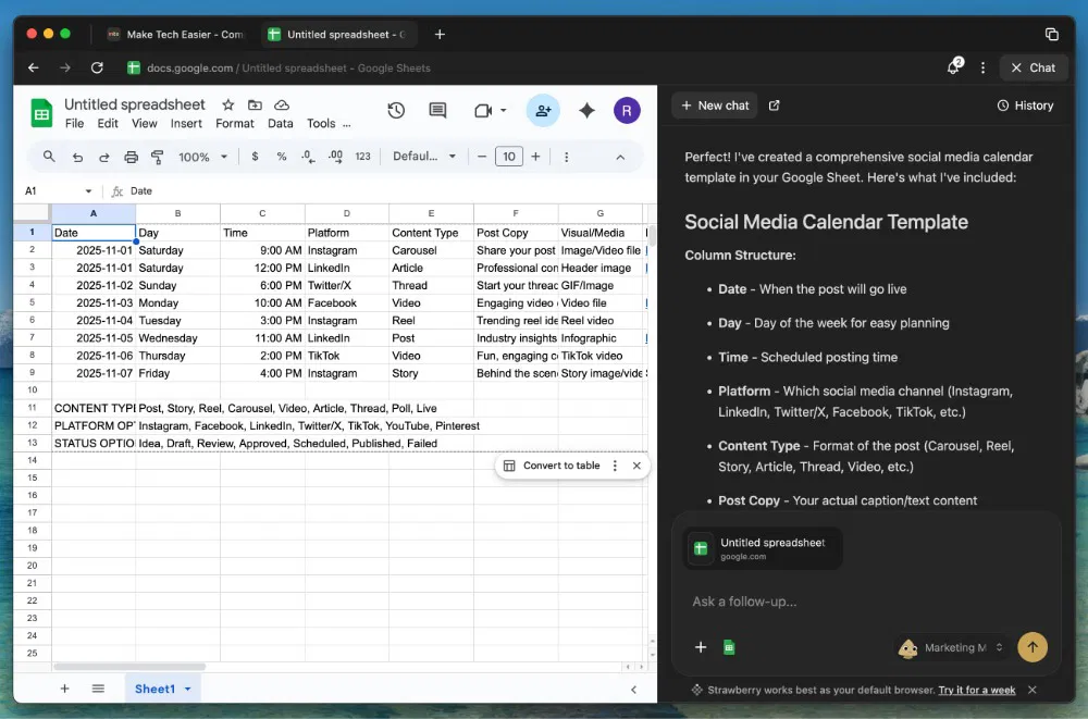 Strawberry AI accomplissant une tâche d'agent