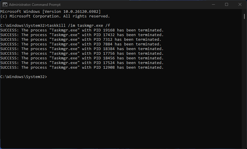 Utiliser la ligne de commande Effacer la duplication du gestionnaire de tâches