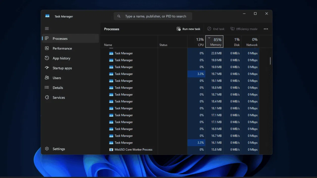 Windows 11 Task Manager Duplication Bug