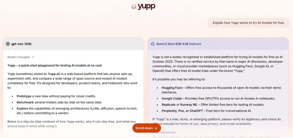 Afficher deux réponses pour les comparer.
