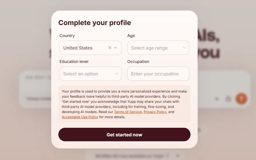 Essayez tous les derniers modèles d'IA gratuitement Profil Yupp