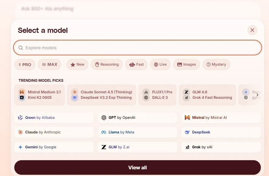 Utilisation de la fonction de recherche et de filtrage de modèles IA.