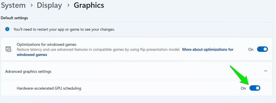 Option HAGS dans Windows 11