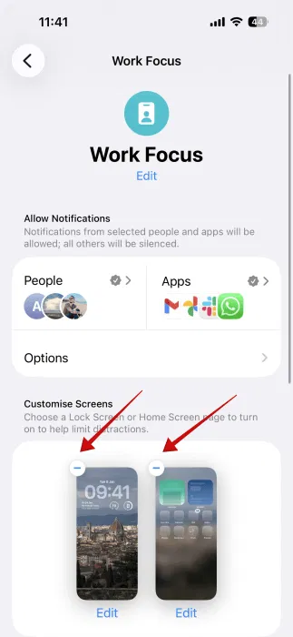 Suppression des fonds d'écran du mode Focus sur iPhone. 