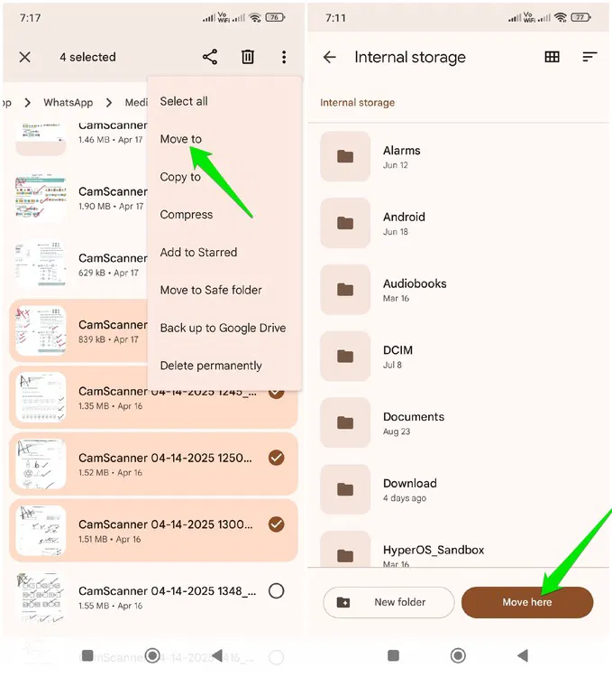 Déplacement de données dans Google Files