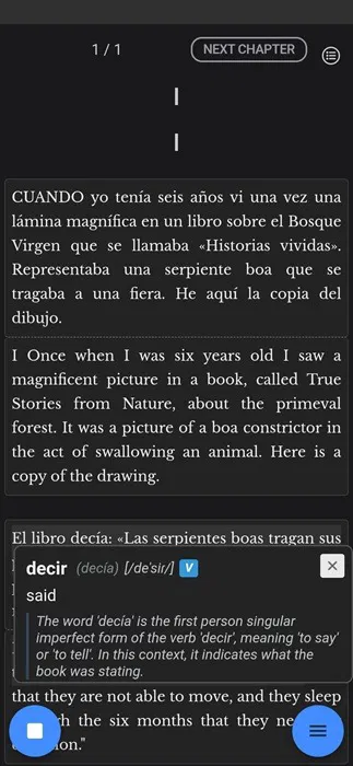 Obtenir une définition en lisant.