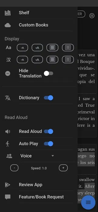 Modification des paramètres de lecture.