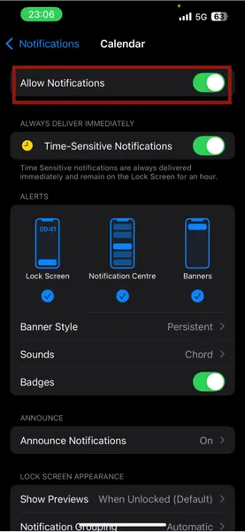 Iphone Autoriser les notifications