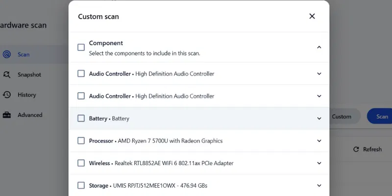 Numérisation personnalisée Lenovo Vantage