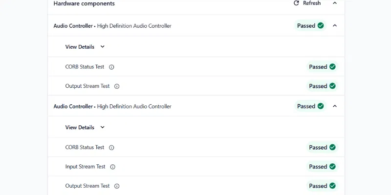 Résultat de l'analyse rapide Lenovo Vantage