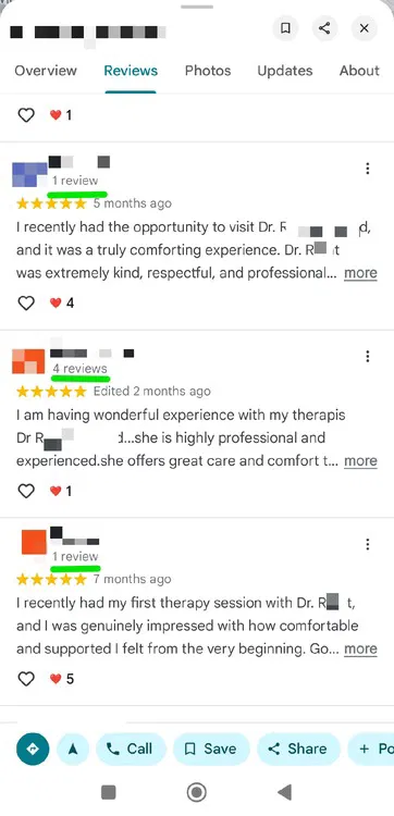 Avis Google avec affichage du nombre d'avis