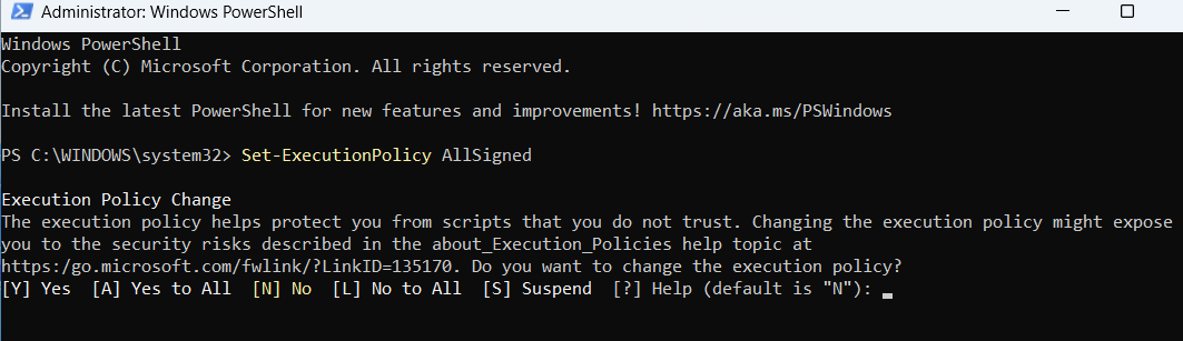 Une commande exécutée dans PowerShell