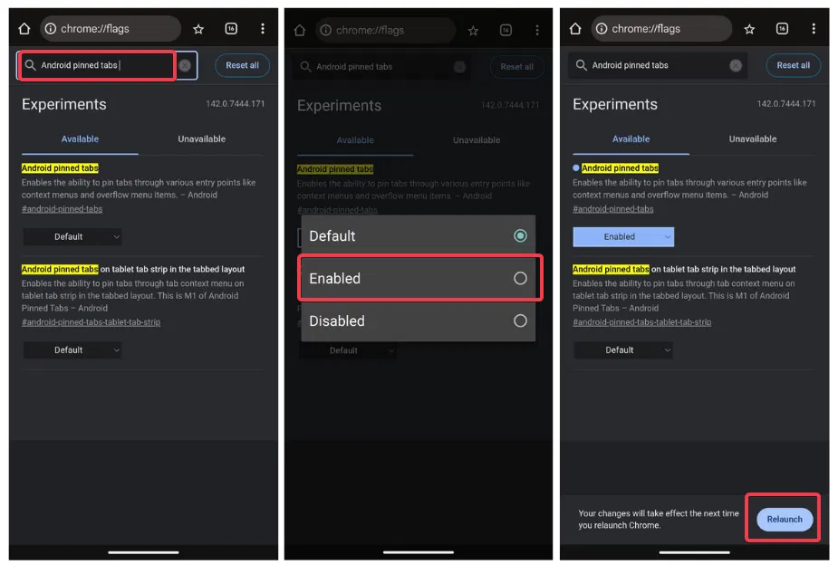 Activer les onglets épinglés dans les indicateurs