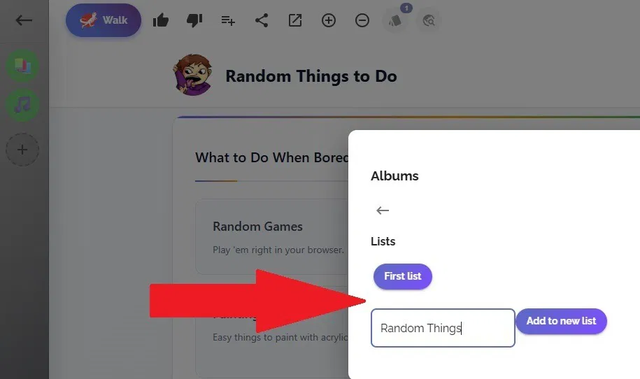 Ajout de listes aux albums.