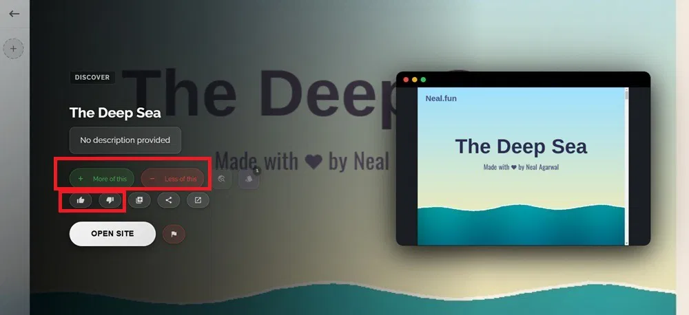 Aimer et ne pas aimer les sites sur Viralwalk.