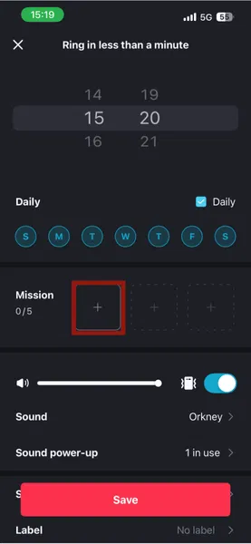 Mission de sélection d'alarme iPhone
