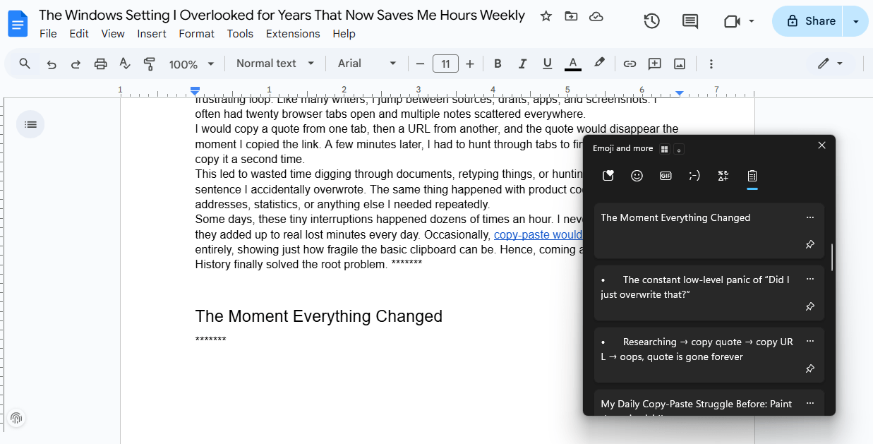 Utilisation de l'historique du Presse-papiers Windows