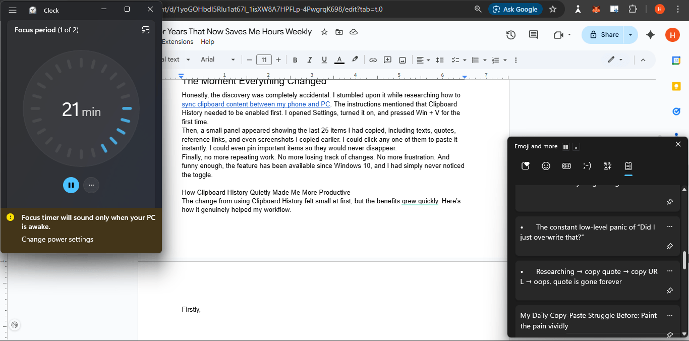 Aide à la mise au point + historique du presse-papiers