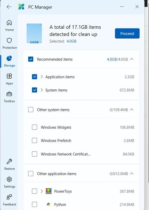 PC Manager évite plusieurs Go de problèmes d'espace avec
