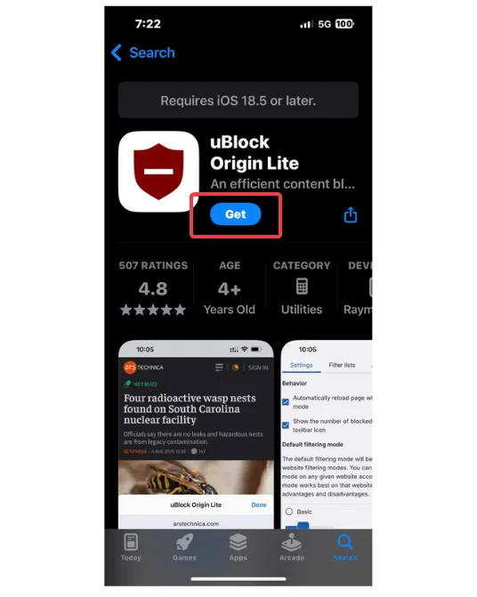 Télécharger l'Appstore Ublock Origin Lite