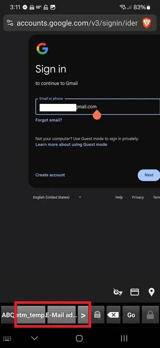 Remplissage automatique du mot de passe sous Android avec Keepass2android choisi
