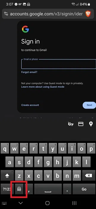 Icône droïde sur le clavier.