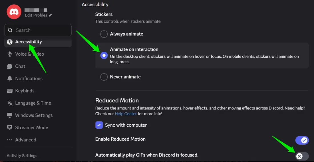 Désactivation des animations pour les autocollants et les GIF dans Discord
