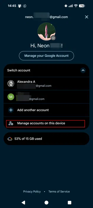Changer de compte Google Gérer les comptes