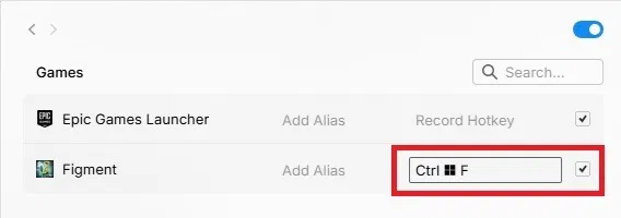 Création d'un raccourci pour Figment dans Raycast.