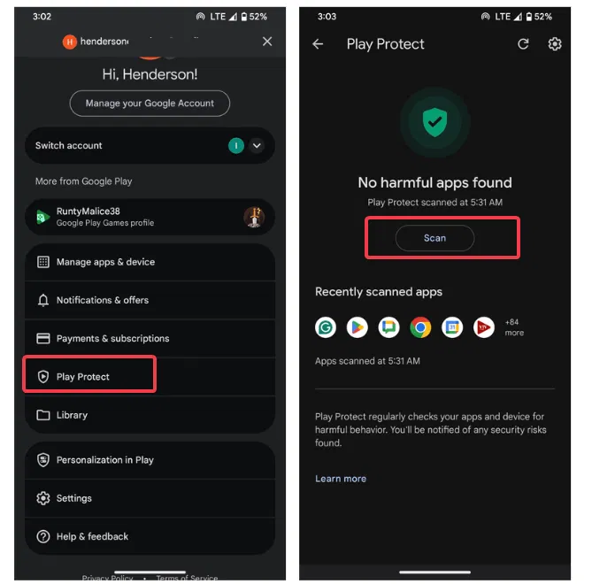 Utiliser Play Protect